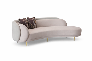 Modern beige sofa with decorative pillows 
