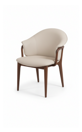 Dining chair with wooden frame.