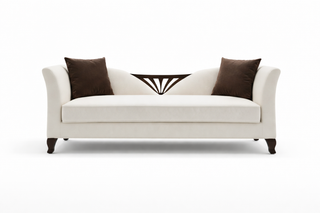 Wooden sofa with cushions