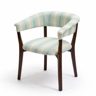 Chair with striped pattern cushion.