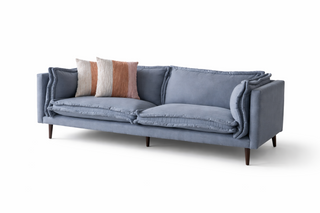 Gray sofa with colorful cushions 